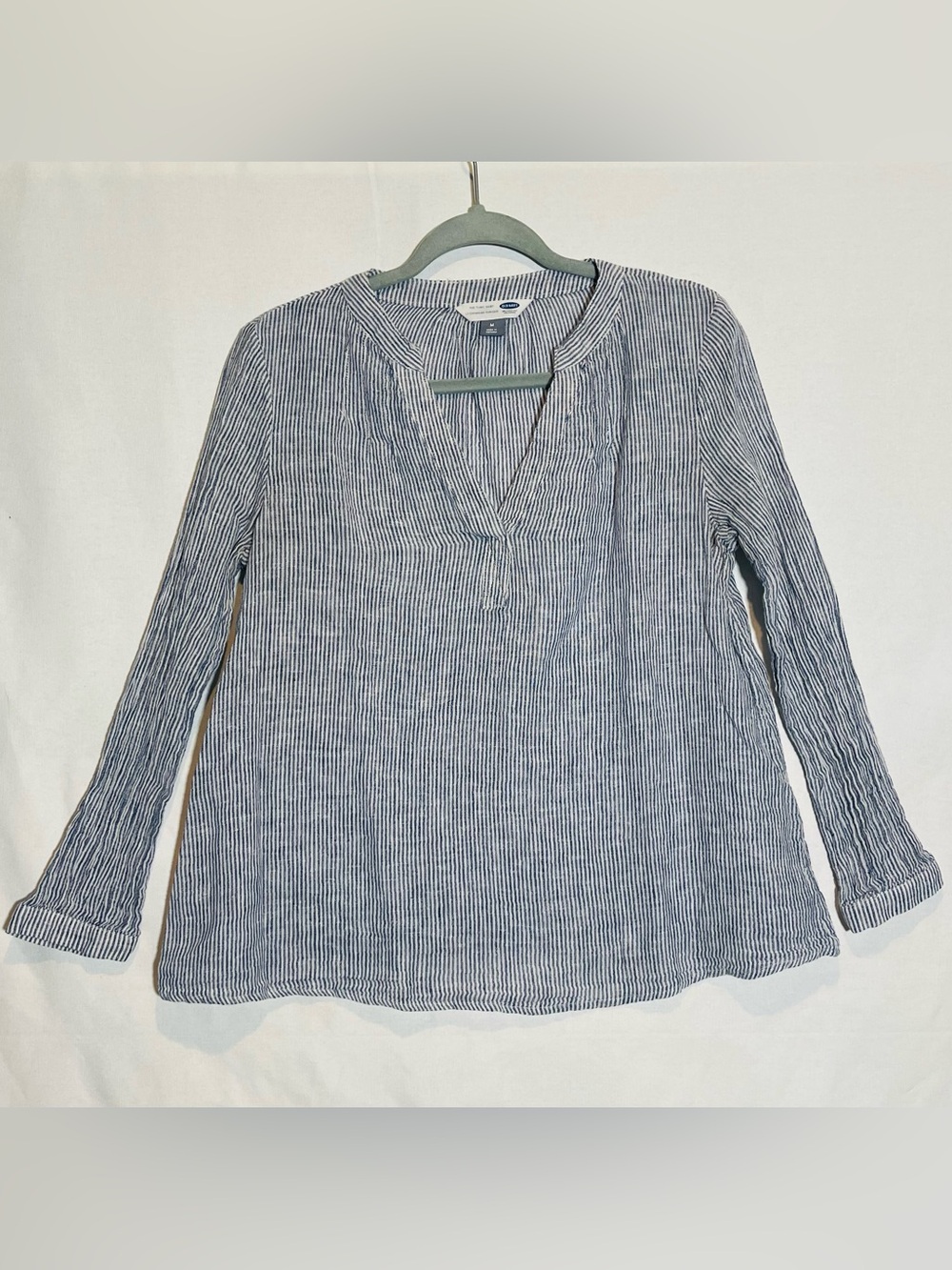 Old Navy Blue and White Striped V-Neck Tunic